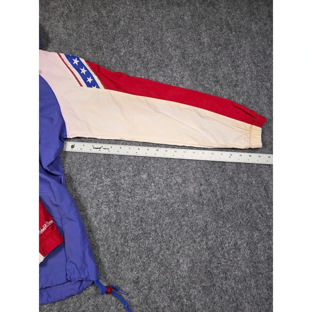 76ers Windbreaker Mens Medium Mitchell & Ness Philadelphia NBA Half Zip Jacket - Picture 8 of 14